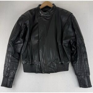VTG Street Legal Black Leather Motorcycle Jacket Men's 40 Lined Moto Racing